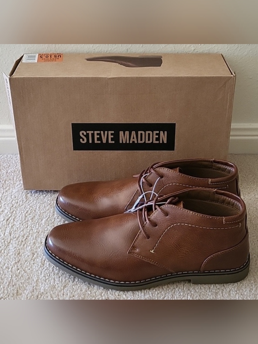STEVE MADDEN MEN'S SHORT CHUKKA P. SYMIN BOOTS IN COGNAC